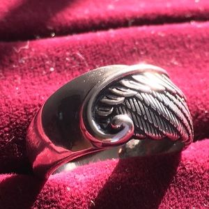 Sterling silver feather ring